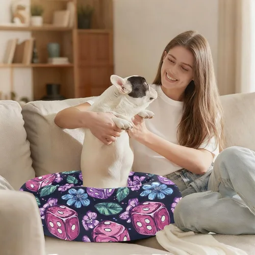 Miniatura 8 de Wudan Pet Cat Bed Anxiety Relief Fluffy Dog Pillow Bed for Medium Size Pets Sleeping XS Cute Lavender Casino