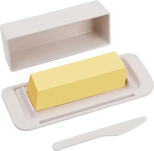 Miniatura 8 de Mantequillera de bambú con tapa y cuchillo, pequeño recipiente para mantequilla para un palo de mantequilla, recipiente para mantequilla