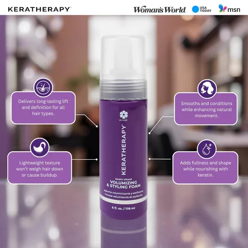 Miniatura 5 de KERATHERAPY Espuma nutritiva voluminizadora con infusión de queratina, 6 onzas líquidas, 6.0 fl oz, espuma para peinar el cabello con aceite