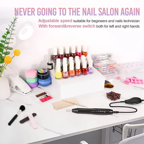 Miniatura 3 de Taladro de uñas eléctrico de 20000 rpm, compacto, portátil, Efile, profesional, manicura y pedicura, kit de taladro de lima de uñas para acrílico