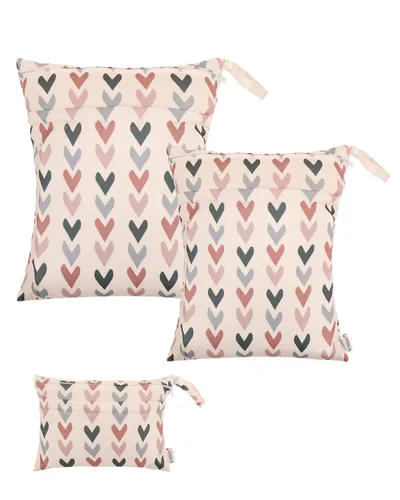 Miniatura 16 de ALVABABY 2 bolsas de pañales de tela para ropa húmeda, reutilizables con dos bolsillos con cremallera, para viajes, playa, piscina, guardería
