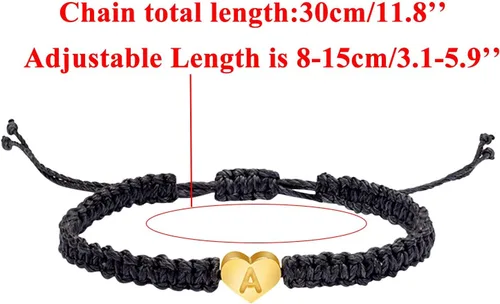 Miniatura 3 de Pulsera personalizada de 26 iniciales chapada en oro de 18 quilates pulsera tejida con dije de corazón delicado T talla única