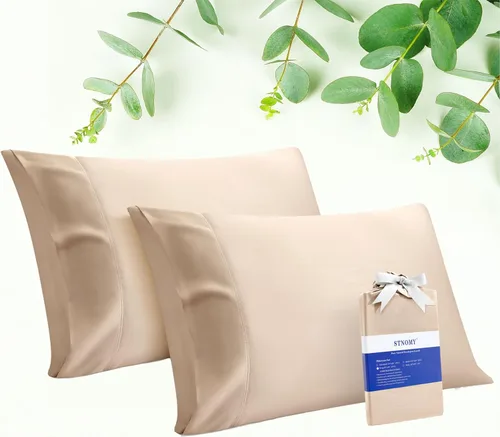 Miniatura 18 de Paquete de 2 fundas de almohada refrescantes de eucalipto Tencel tamaño King, color blanco nieve, absorben la humedad para sudores nocturnos, secado