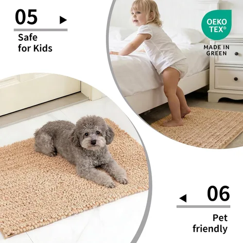 Miniatura 5 de Disolla Alfombra de baño pequeña, antideslizante, lavable, color beige, 17 x 24 pulgadas, súper absorbente, suave, alfombra de baño de felpilla