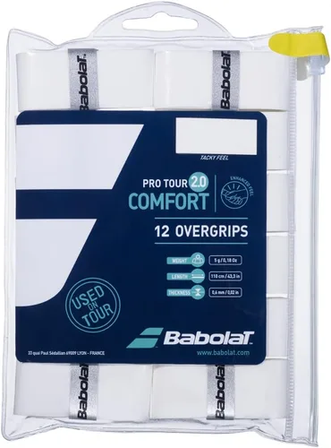 Babolat Pro Tour 2.0 Comfort Overgrip Blanco (paquete de 12)