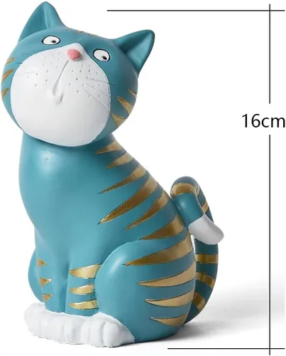 Miniatura 6 de SEINHIJO Estatua de gato, escultura de animal, decoración moderna, arte de regalo para el hogar, dormitorio, sala de estar, poliresina, azul, 6.0