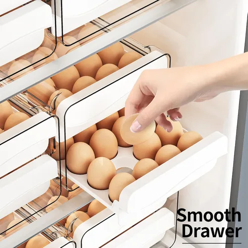 Miniatura 3 de JOYZAN Soporte para huevos para refrigerador, 60 unidades, contenedor de almacenamiento de huevos de gran capacidad para refrigerador, organizador