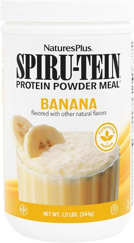 NaturesPlus SPIRU-TEIN, Banana - Batido de proteínas a base de plantas - Sin OMG, vegetariano, sin gluten, 16 porciones