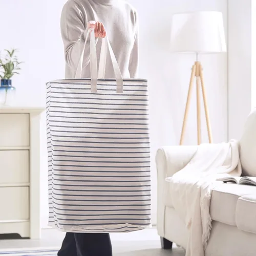 Miniatura 3 de Cesta de lavandería independiente de 70 L, plegable, impermeable, con asa larga fácil de transportar, bolsa de lavado para ropa, juguetes