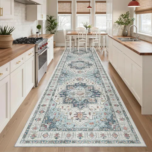 Miniatura 257 de Madane Tapete lavable de 2 x 10 pies para pasillo, cocina, recibidor, clásico, suave, antideslizante para interiores, casa de campo, baño, sala