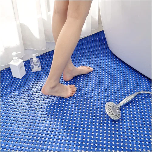 Alfombra de baño de PVC entrelazada, antideslizante y sin acumulación de agua, con orificio de drenaje, tapete decorativo para inodoros, saunas y