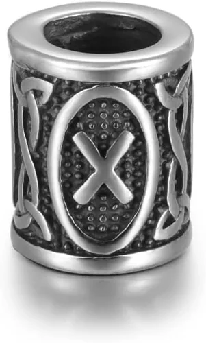 Miniatura 19 de 5 cuentas vikingas de acero inoxidable, cuentas espaciadoras de metal, cuentas espaciadoras de agujero grande, cuentas de tubo de plata antigua