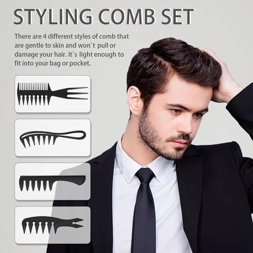 Miniatura 5 de Peine de peinado para hombres, peine de dientes anchos para cabello rizado, peine para cabello rizado, peine de pelo para hombres, peluquería