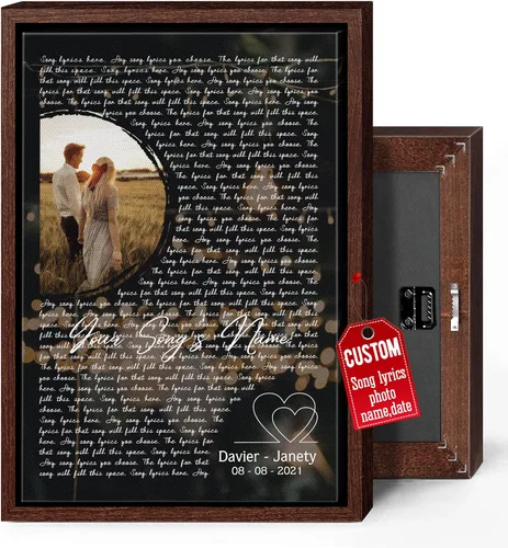 Miniatura 42 de H-DEWALL Lienzo personalizado con letras de canciones enmarcado, regalos para ella, obra de arte para el dormitorio, lienzo musical personalizado