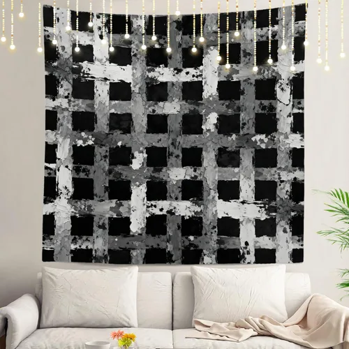 Miniatura 25 de Shrahala Tapiz japonés para colgar en la pared, moderno patrón abstracto de hojas, tapiz grande para dormitorio y sala de estar