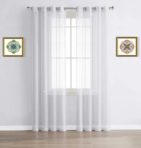 Miniatura 15 de Warm Home Designs Cortinas transparentes con ojales para habitación, cocina, habitación de los niños o sala de estar, 2 paneles con volados, de 54