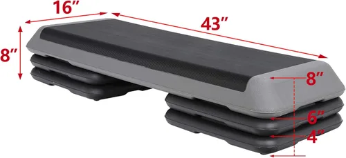 Miniatura 3 de ZenStyle Banco aeróbico ajustable de 43 pulgadas con elevadores de 4/6/8 pulgadas, superficie antideslizante para cardio, entrenamiento de fuerza
