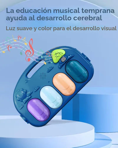 Miniatura 3 de dearlomum Alfombra de Juego para Bebés, Divertido Piano de Juego para Tiempo de Barriga con 5 Juguetes Sensoriales para Bebés, Música y Luces, Tigre