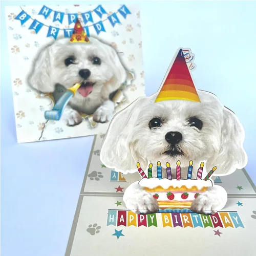 Miniatura 24 de Tarjeta de cumpleaños de perro Beagle 3D emergente – Felicitación de feliz cumpleaños para los amantes de los perros – Tarjeta desplegable