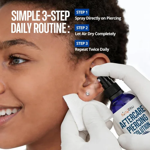 Miniatura 6 de BodyJ4You Piercing post-cuidado en aerosol – Solución salina Piercings Lavado de heridas Salina Estéril – Eliminación de golpes queloides Oído