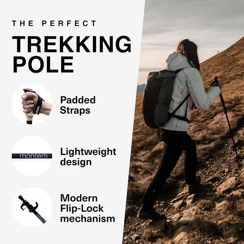 Miniatura 2 de Montem Bastones ultrarresistentes para trekking, caminatas y senderismo - Un par (2 bastones) - Plegables, ligeros, con bloqueo rápido, resistentes