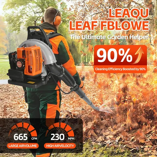 Miniatura 3 de Soplador de hojas de gas, 63CC 665CFM Mochila Soplador de hojas, 3HP 2 tiempos soplador de mochila, Soplador de hojas a gas, Soplador de gas