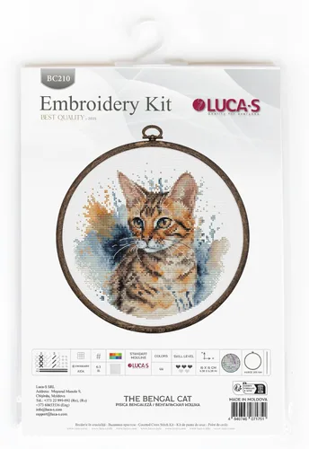 Miniatura 2 de Luca-S Kit de punto de cruz con aro, el gato de Bengala, kit de punto de cruz para adultos, BC210, kit de embroydery