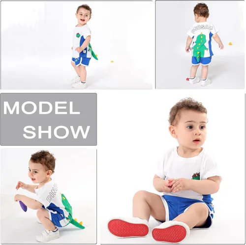 Miniatura 4 de TONWHAR Camiseta unisex con estampado de animales, 2 piezas, de algodón, de manga corta, para el verano