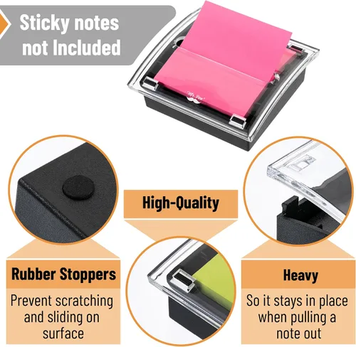 Miniatura 6 de Mr. Pen - Dispensador de notas adhesivas emergente, 3" x 3", negro, dispensador de notas adhesivas, soporte para notas adhesivas para escritorio