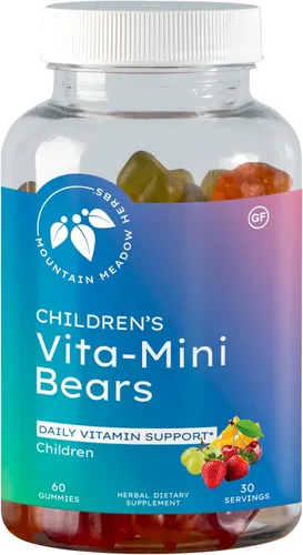 Mountain Meadow Herbs Vita-Mini Bears para niños | Multivitamínico con biotina, ácido fólico y pantoténico, yodo, zinc | para el desarrollo