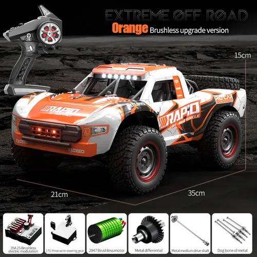 Miniatura 4 de 1:14 RC Cars 70 KMH de alta velocidad sin escobillas, coche de control remoto para todo terreno, camión trofeo rápido para adultos y niños, 4WD