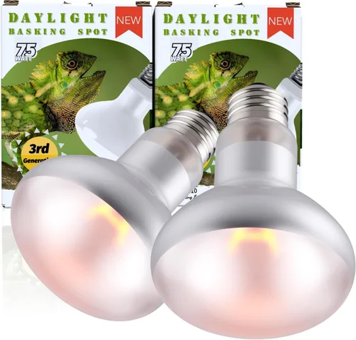 Paquete de 2 bombillas de calor para reptiles de 75 W, bombillas de calor UVA para dragones barbudos, tortugas, serpientes, lagartos y anfibios,