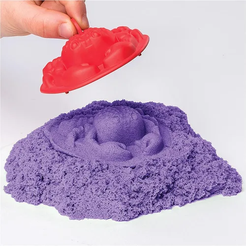 Miniatura 4 de Kinetic Sand, caja de arena con 1 libra de arena morada y 3 moldes, para edades de 3 y más Morado