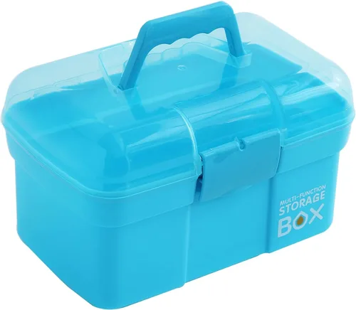 Miniatura 12 de Kinsorcai Organizador de caja de plástico de 11 pulgadas con bandeja extraíble, organizador de costura, suministros de manualidades y arte, caja