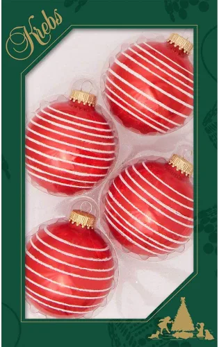 Miniatura 10 de Adornos de árbol de Navidad de vidrio - 67 mm/2.625" [4 piezas] Bolas decoradas de Adornos navideños sin costuras para colgar de Christmas by Krebs