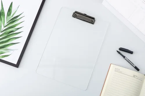 Miniatura 2 de JIARI Paquete de 4 portapapeles de acrílico transparente para oficina, tamaño A4, 8.6 x 12.2 pulgadas (negro, 4 unidades)