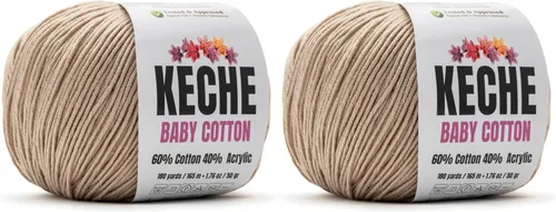 Miniatura 73 de Keche Hilo de algodón, 60% algodón, 40% hilo acrílico, hilo de algodón suave para crochet y tejer, hilo amigurumi, 1 madeja/bola, 1.76 onzas (50g)