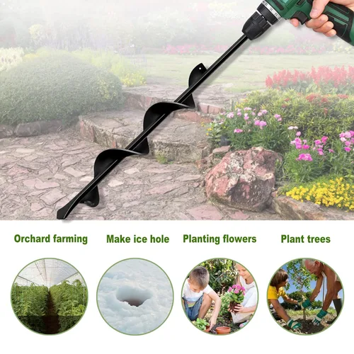Miniatura 6 de LONGRUN Broca de taladro para plantar, taladro de plantación de 1.7 x 15 pulgadas, herramienta para plantar, plantas de cama, flores, agujeros
