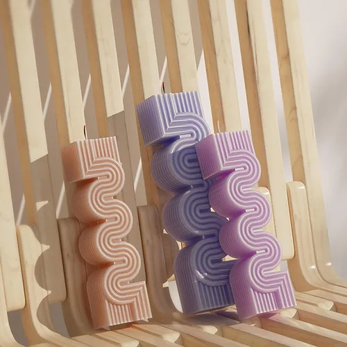Miniatura 4 de Paquete de 2 moldes de vela con geometría S, líneas geométricas, pilar espiral, moldes de resina para hacer resina, moldes de silicona para velas