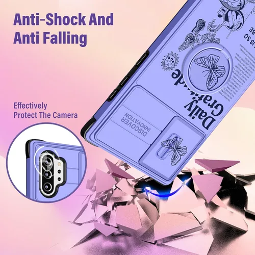 Miniatura 3 de Funermei Funda para Samsung Galaxy Note 10 Plus - Funda para Mujeres Chicas Lindas Cubierta Mariposa Femenina Estética Púrpura Mariposa Diseño Único