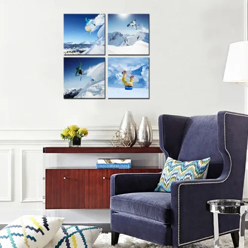 Miniatura 4 de LevvArts Lienzo decorativo para pared, diseño de paisaje de montaña de nieve, lienzo impreso con marco y fácil de colgar, arte moderno