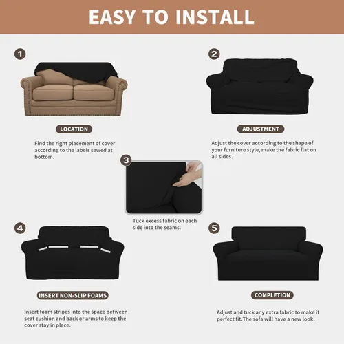 Miniatura 5 de Easy-Going - Funda para sofá 100% impermeable de ambos lados, funda de jacquard elástica, protector de muebles a prueba de derrames, para niños