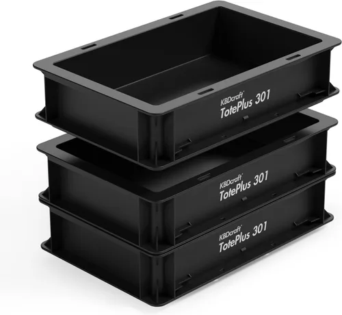 Miniatura 21 de KBDcraft Contenedor de almacenamiento apilable - Caja organizadora de plástico resistente y bandeja con paredes rectas, pequeños contenedores de Gris