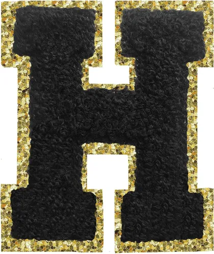 Miniatura 170 de SPRT - Parches de letras de chenilla universitaria con purpurina, parche de letras blancas para planchar con letras del alfabeto para disfraz