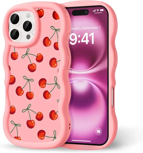 Miniatura 150 de Compatible con iPhone SE/8/7 Funda para Mujeres y Niñas, Marco Ondulado Rizado con Patrón Lindo, Estética Delgada Suave Silicona TPU Parachoques