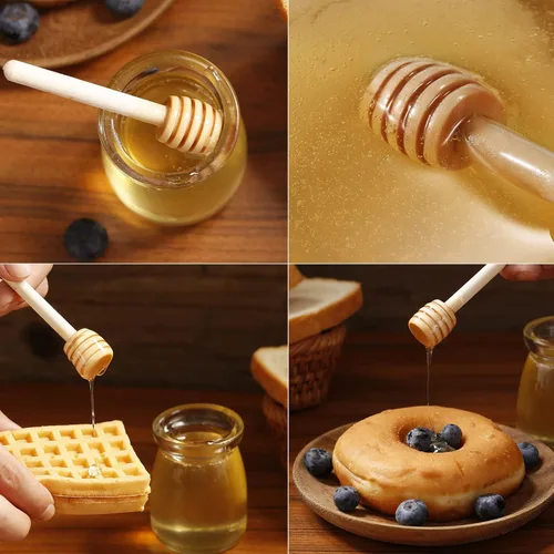 Miniatura 5 de 48 palitos de miel, mini palito de panal de madera de 3 pulgadas, cucharas de miel pequeñas agitador para tarro de miel, dispensar miel y regalos