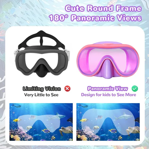 Miniatura 2 de Keary Kids Swim Goggles with Nose Cover for 5-16 Anti Fog Swimming Mask for Toddler Boys Girls Youth Rosa y morado (lente espejado)