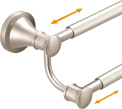 Miniatura 11 de Hoimpro - Barra de toalla ajustable retráctil de 15-27 pulgadas de acero inoxidable para baño, accesorios de baño, barra doble de toalla para baño