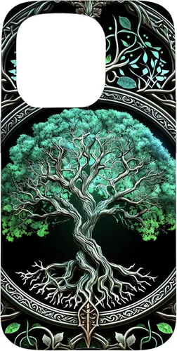 Miniatura 13 de Funda para iPhone 11 Pro Max Tree Of Life Yoga espiritual celta vikinga, verde y negro