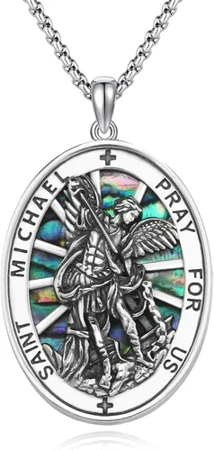 Miniatura 282 de Collar de plata de ley 925 con medalla de San Patrón, colgante de protección católica, amuleto, joyería religiosa para hombres y mujeres